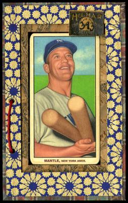 Picture, Helmar Brewing, T206-Helmar Card # 393, Mickey MANTLE (HOF), Two bats, New York Yankees